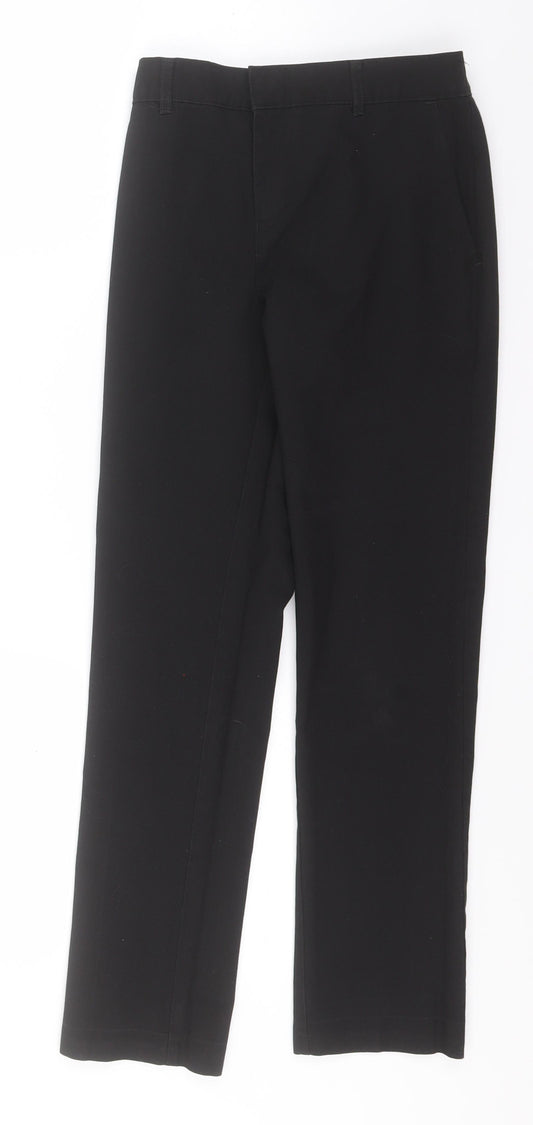 Front view of Marks & Spencer boys’ black polyester dress pants trousers, size 11-12, years regular - school
