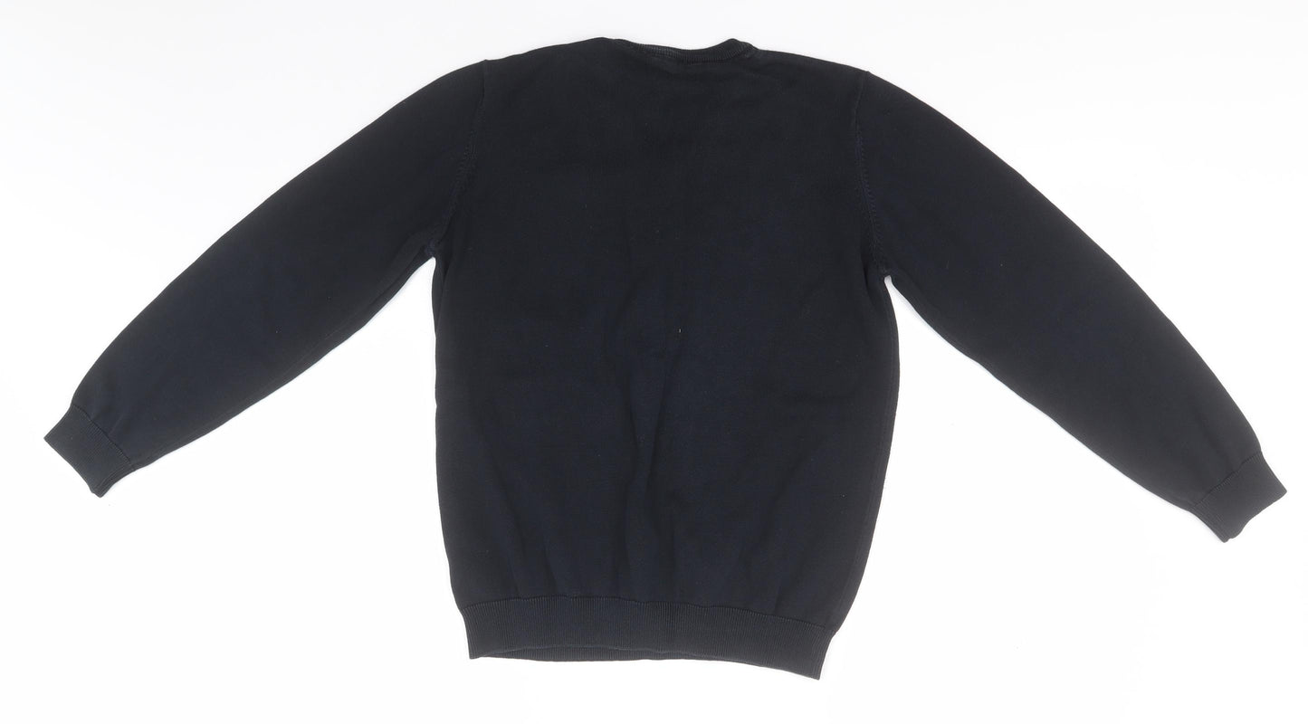 Marks and Spencer Boys Black V-Neck  Cotton Pullover Jumper Size 13-14 Years