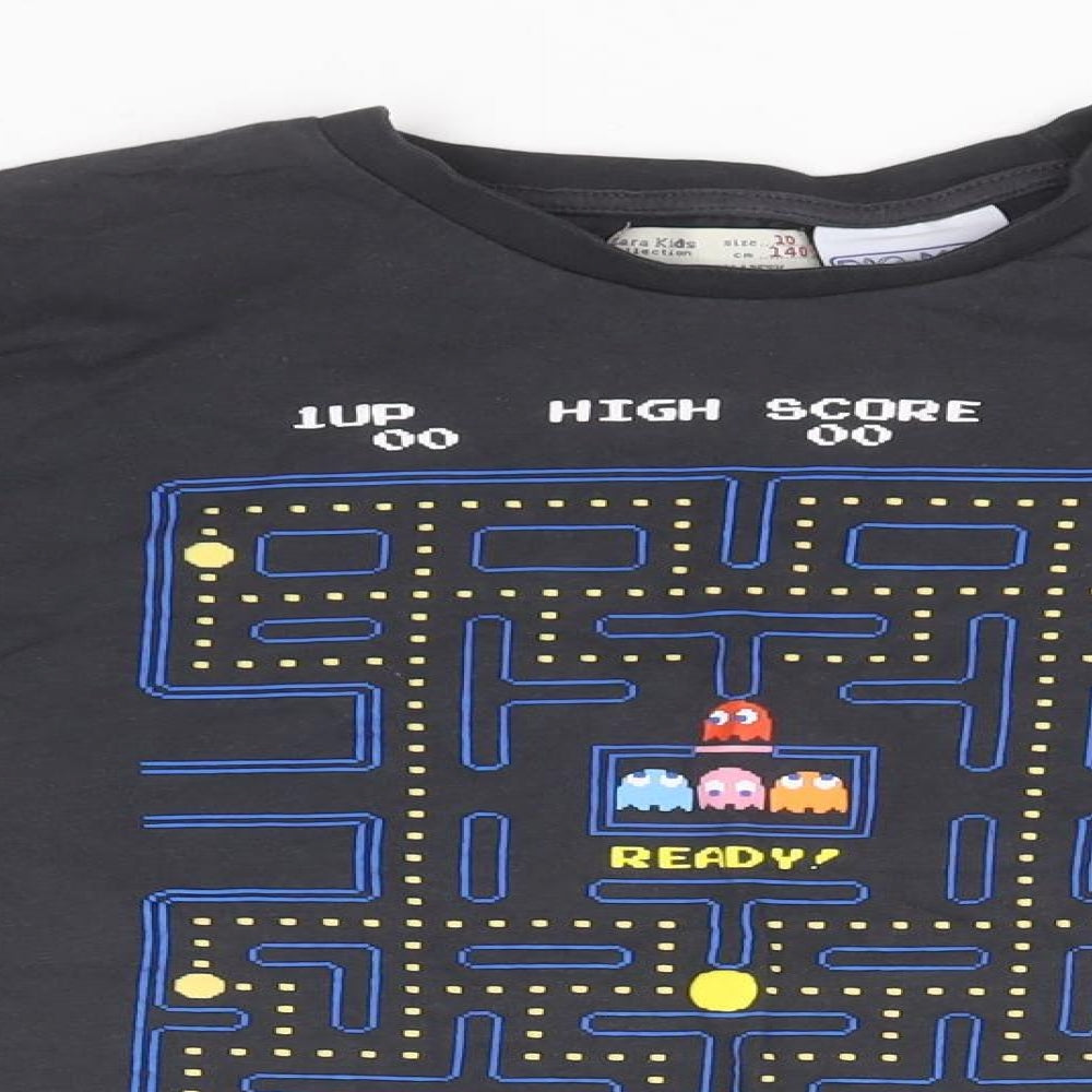Pac-Man Boys Black  Cotton Basic T-Shirt Size 10 Years Round Neck  - Pac-Man