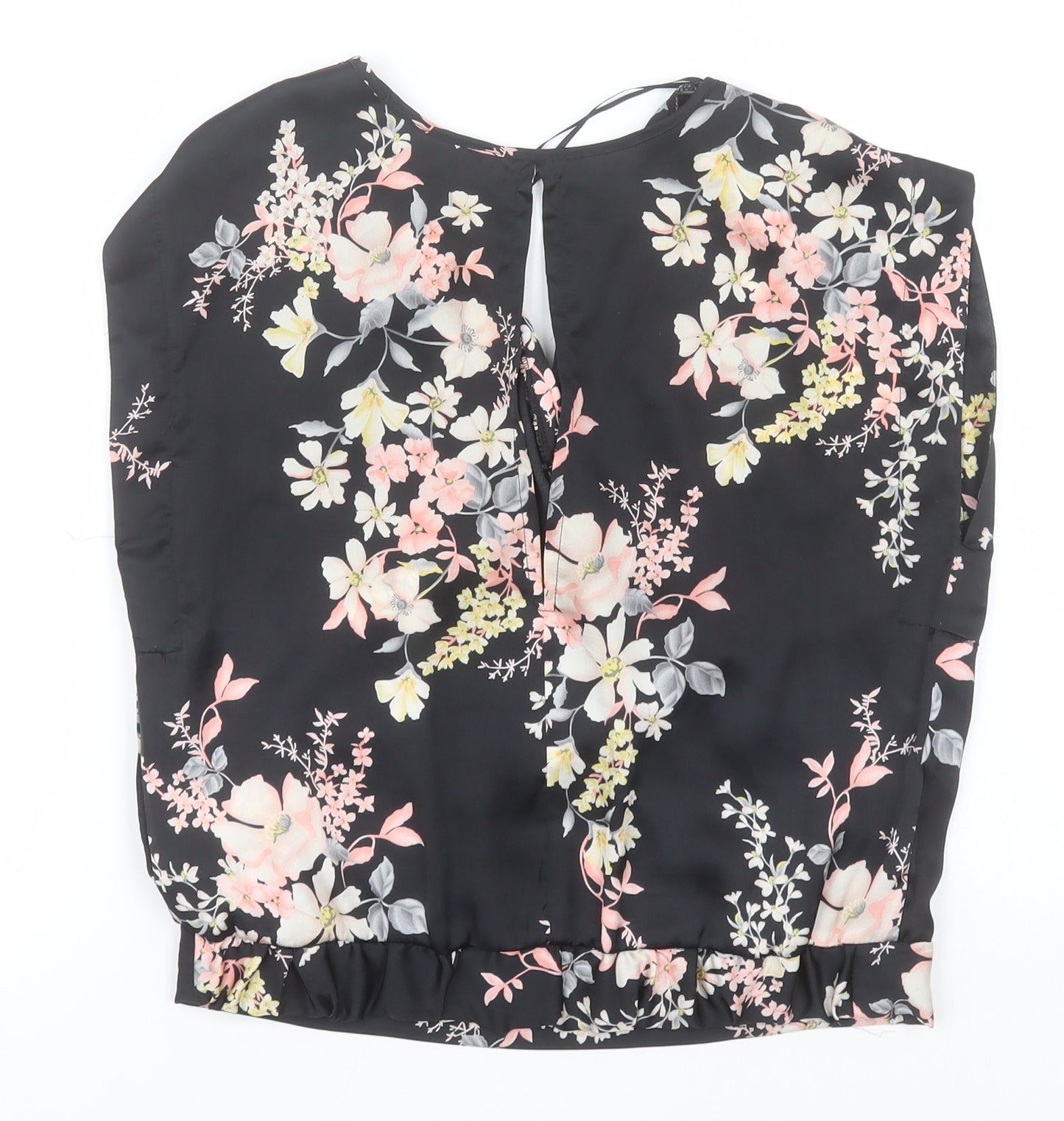 Atmosphere Womens Black Floral Polyester Basic Blouse Size 6 V-Neck