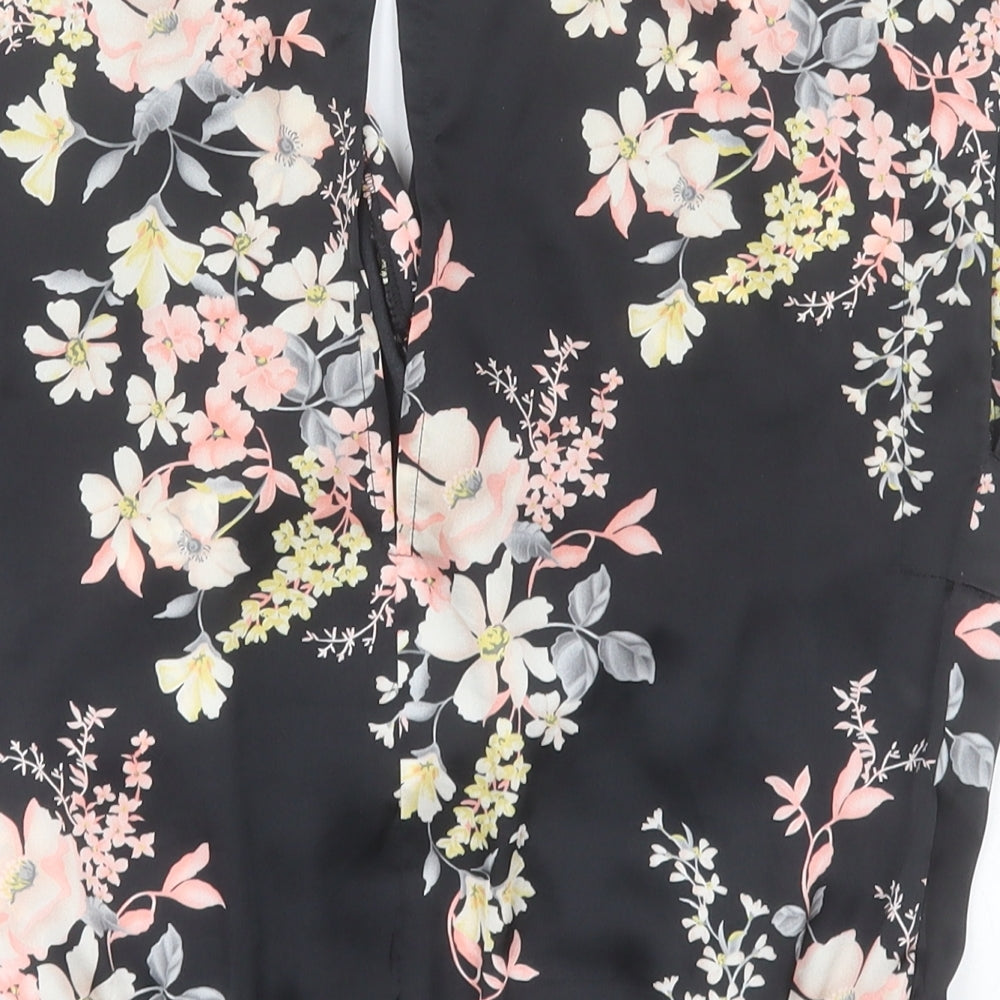 Atmosphere Womens Black Floral Polyester Basic Blouse Size 6 V-Neck