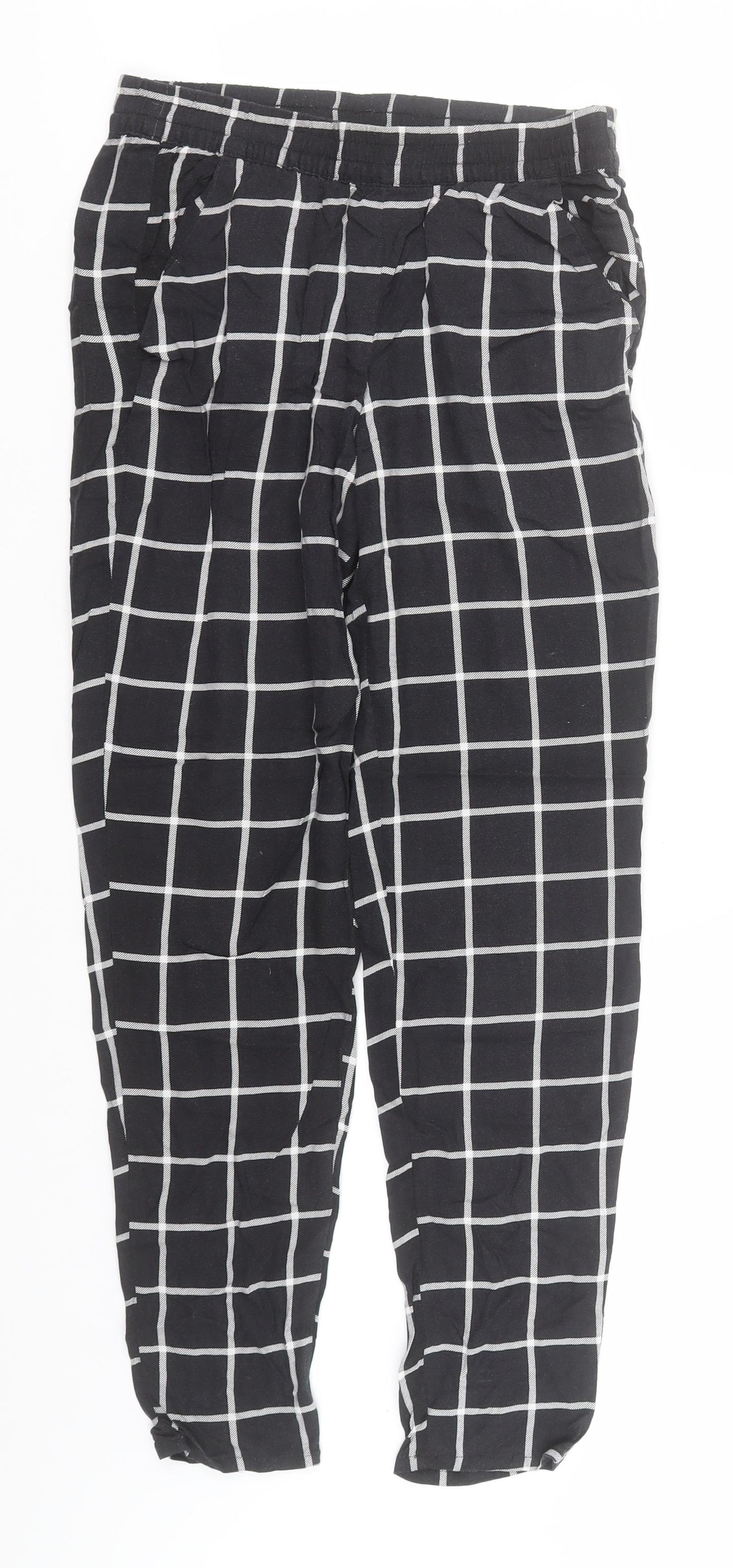 Divided Womens Black Plaid Viscose Sweatpants Trousers Size 4 L25 in Regular