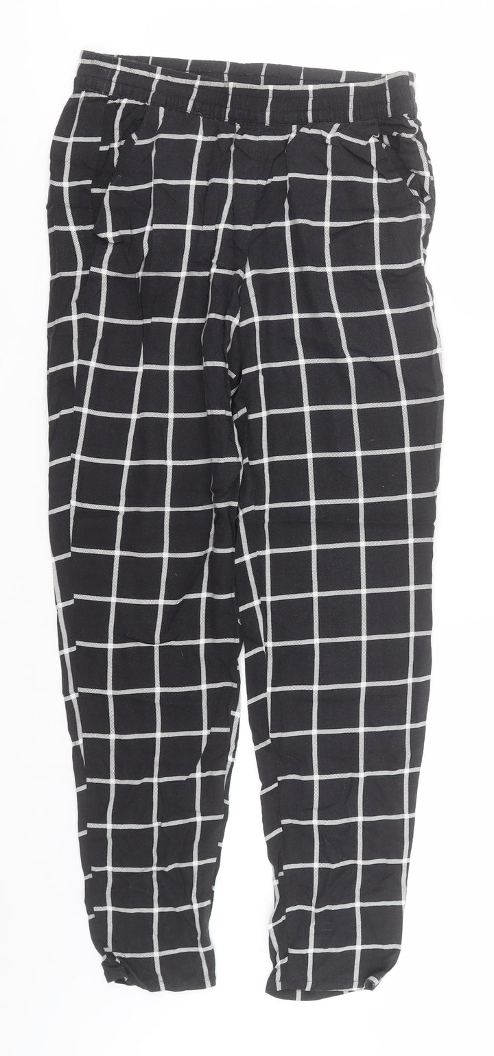 Divided Womens Black Plaid Viscose Sweatpants Trousers Size 4 L25 in Regular