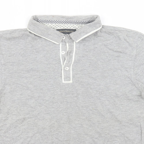 Industrialize Mens Grey  Cotton  Polo Size S Collared