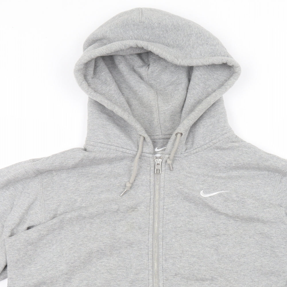 Nike Womens Grey Crew Neck  Cotton Full Zip Jumper Size M