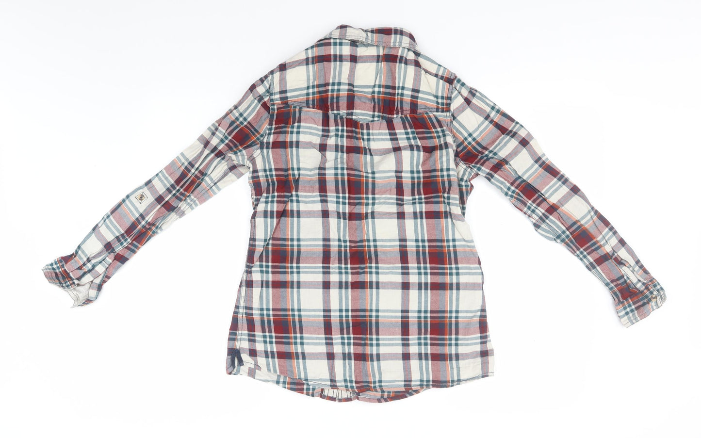Marks and Spencer Womens Multicoloured Plaid Cotton Basic Button-Up Size 12 Collared