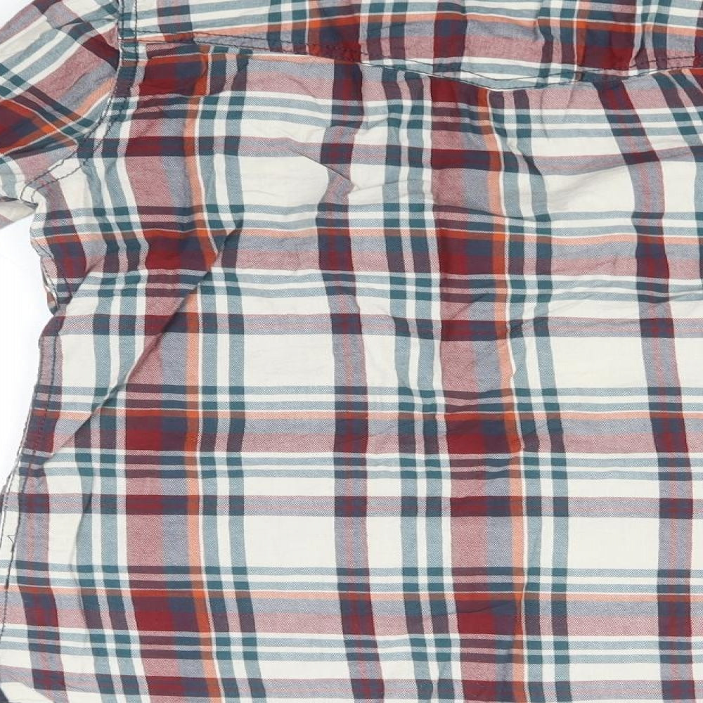 Marks and Spencer Womens Multicoloured Plaid Cotton Basic Button-Up Size 12 Collared