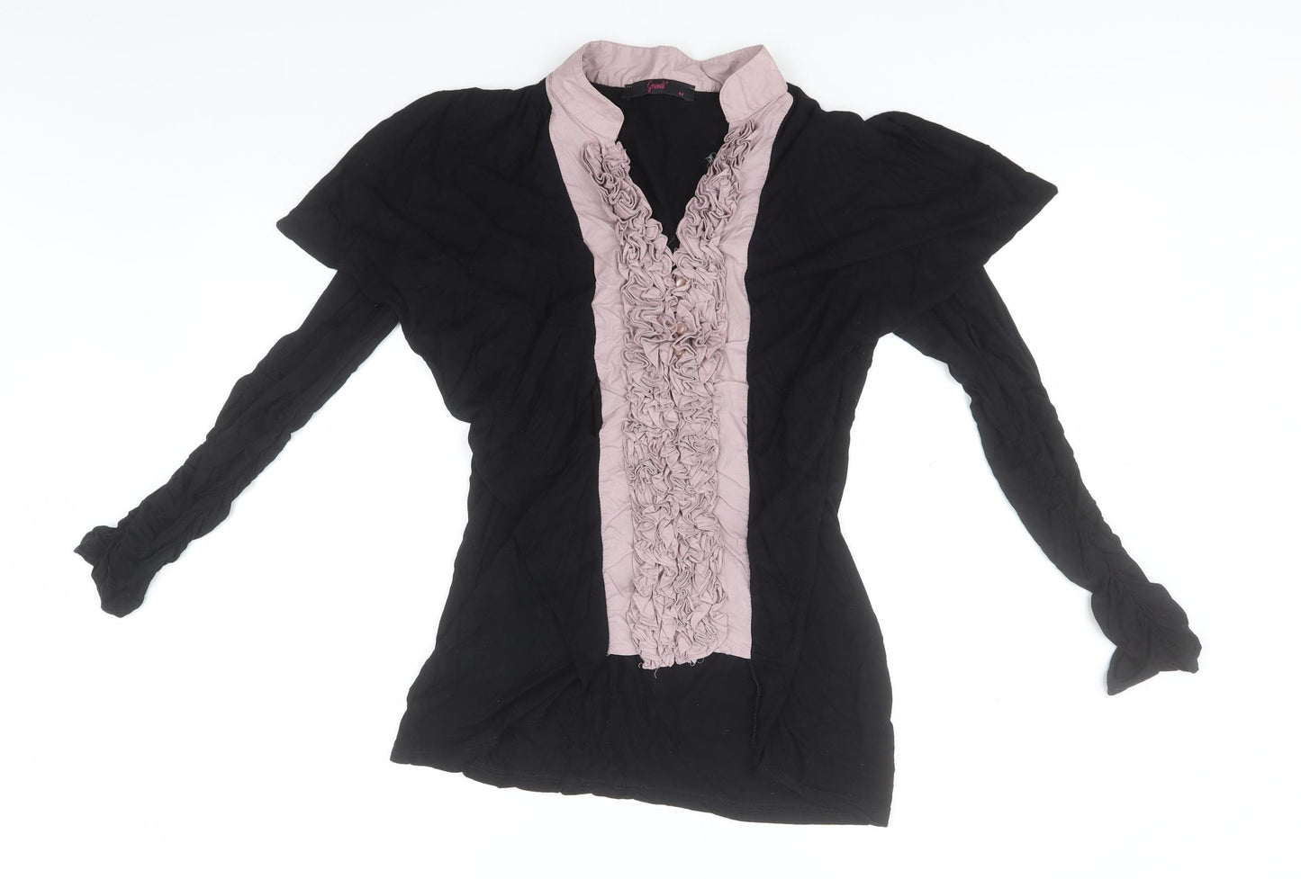 Grandi Womens Black  Viscose Basic T-Shirt Size 16 High Neck