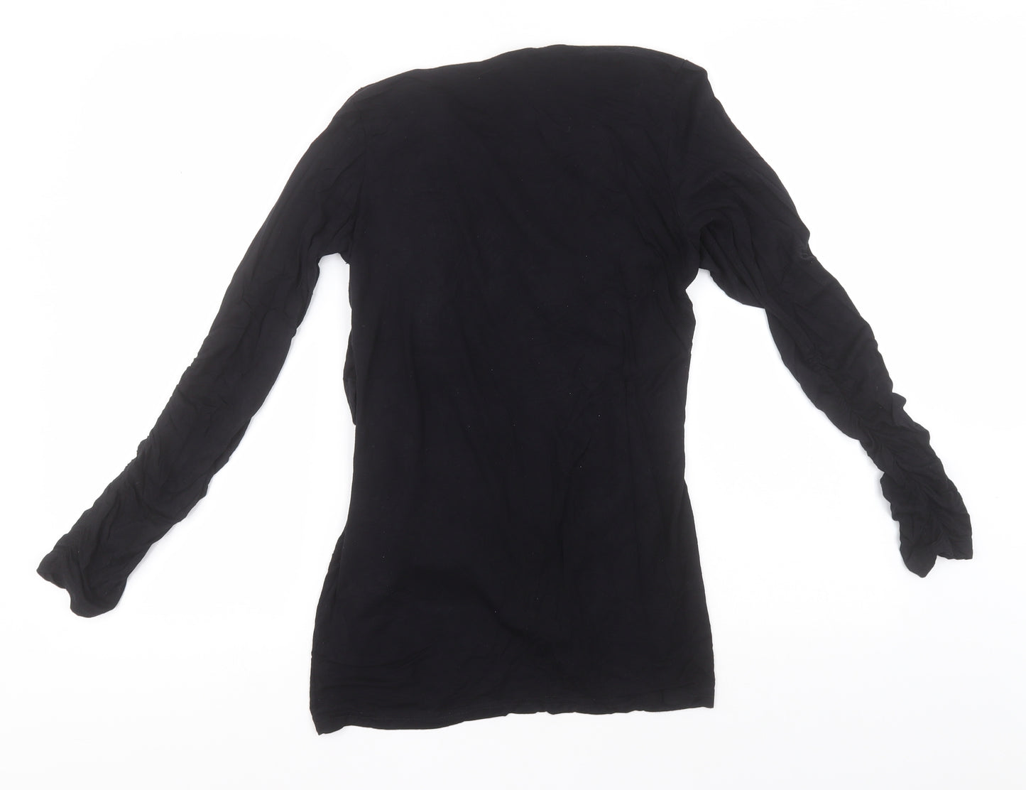 Grandi Womens Black  Viscose Basic T-Shirt Size 16 High Neck