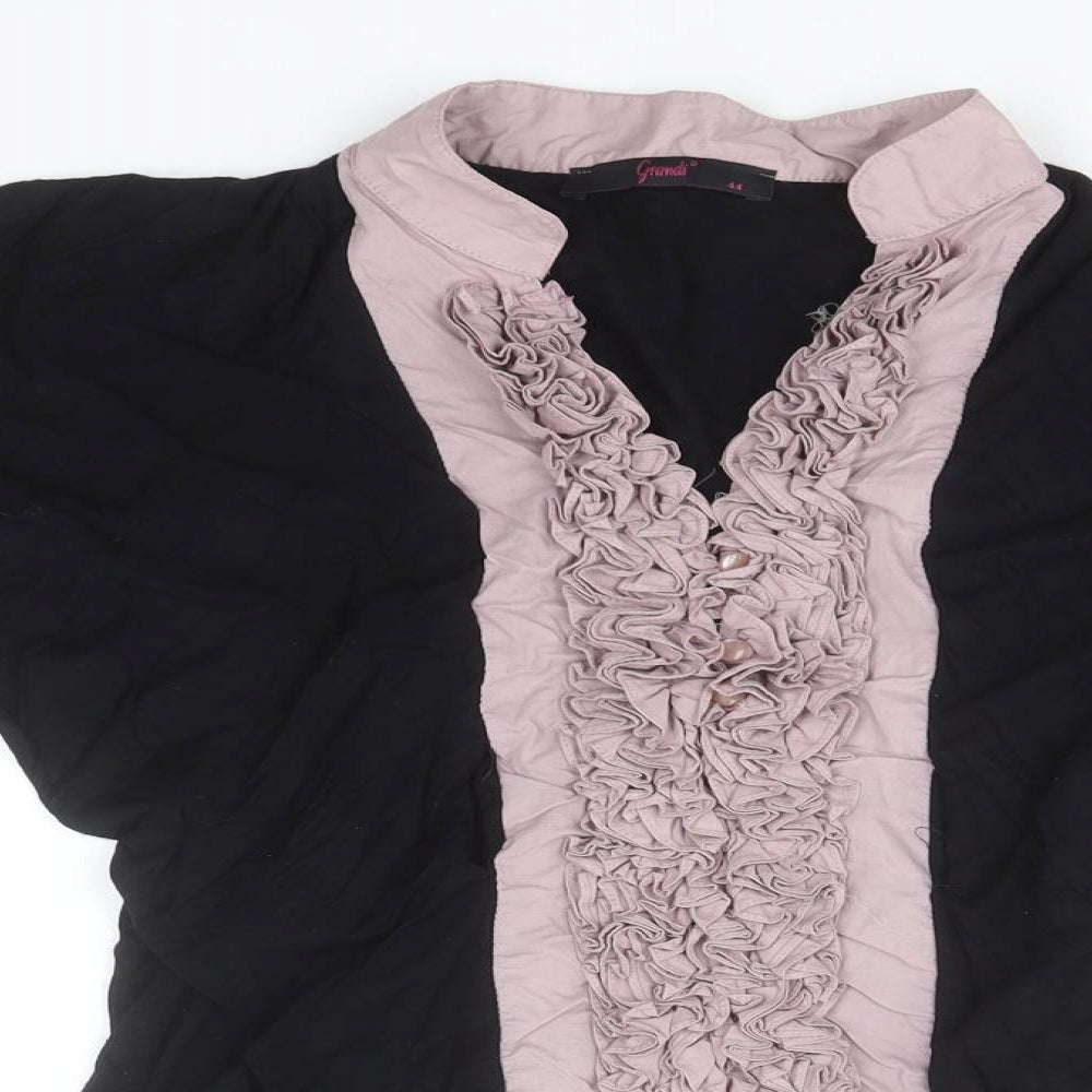Grandi Womens Black  Viscose Basic T-Shirt Size 16 High Neck