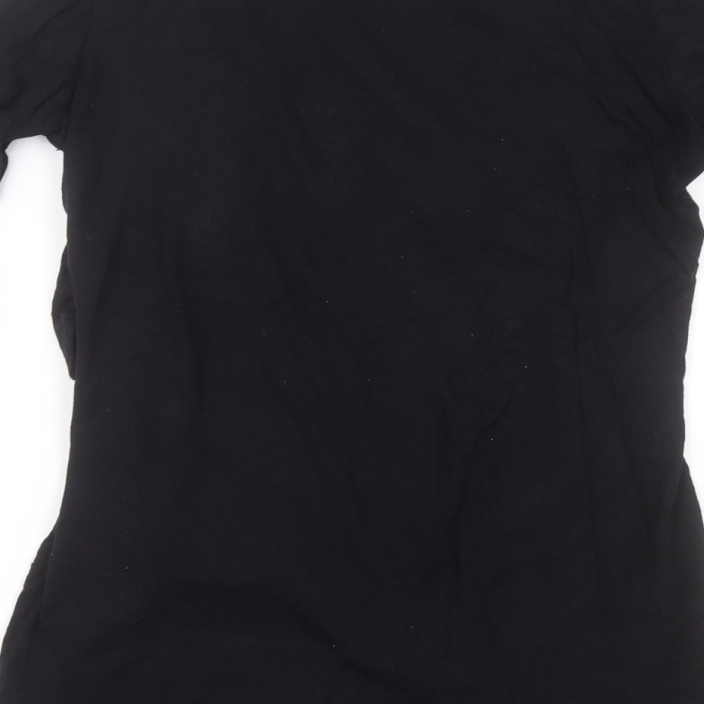 Grandi Womens Black  Viscose Basic T-Shirt Size 16 High Neck