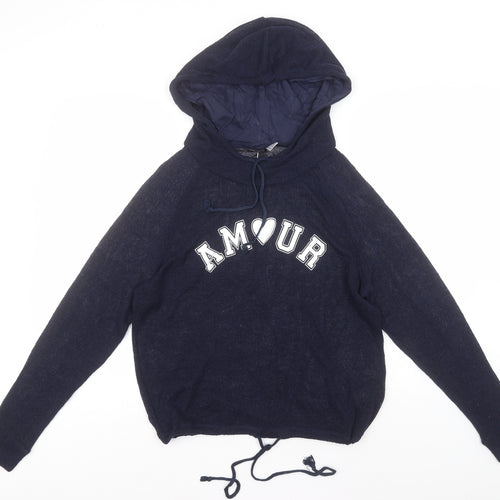 Divided Womens Blue  Polyester Pullover Hoodie Size M   - Amour