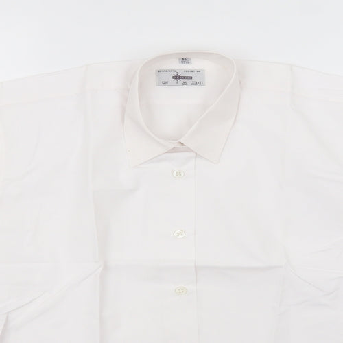 westex Mens White  Polyester  Button-Up  Collared