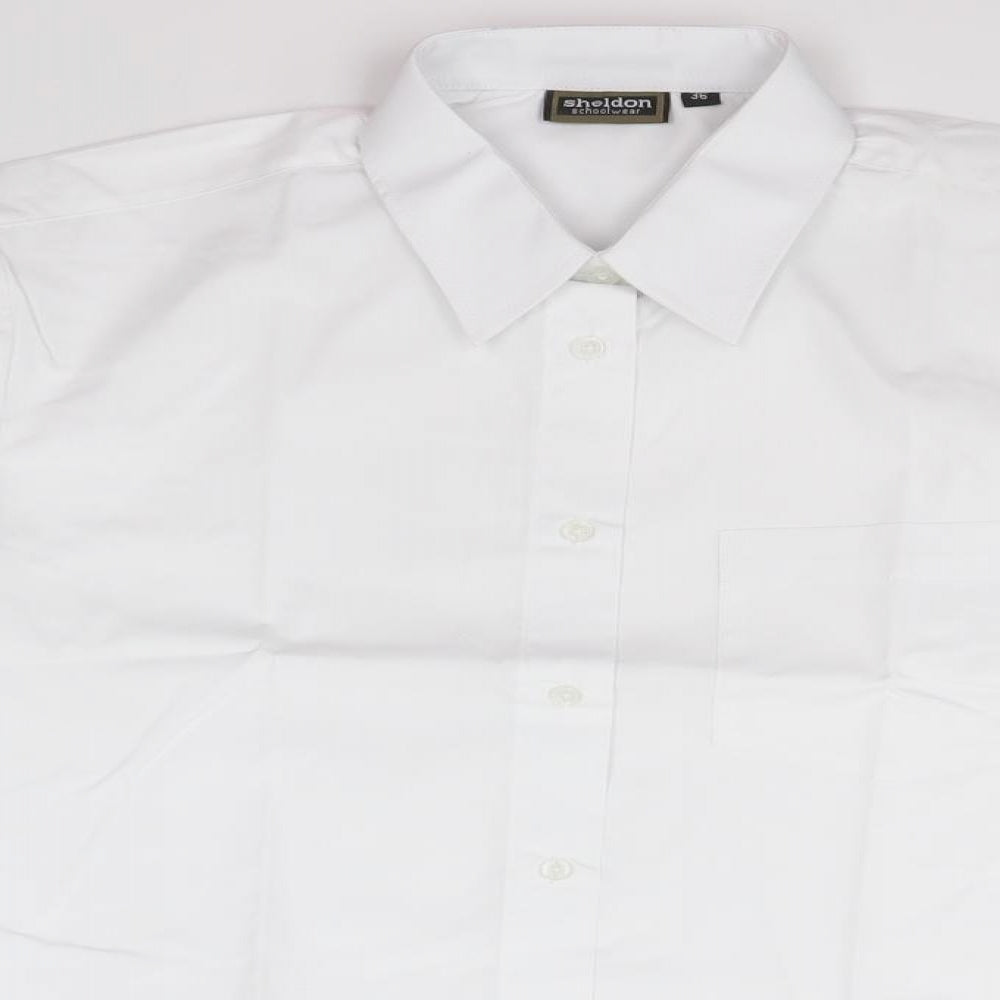 Sheldon Boys White   Basic Button-Up  Collared