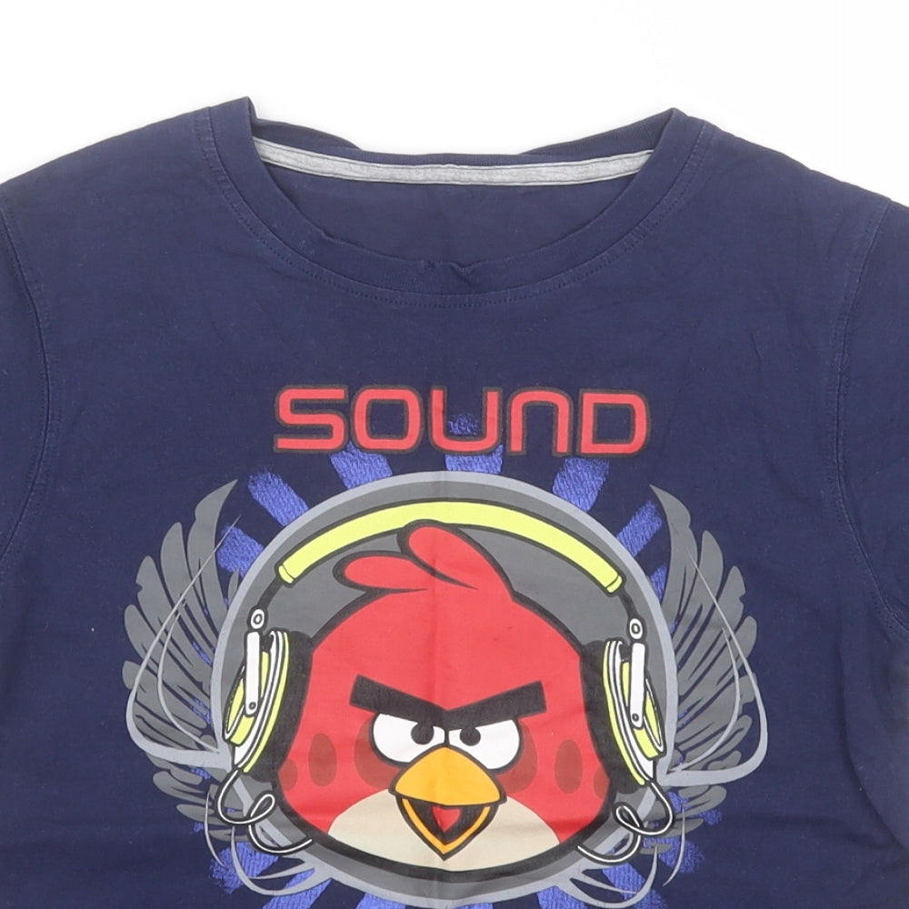Angry Birds Boys Blue  Cotton Basic T-Shirt Size 9-10 Years Round Neck  - Angry Birds