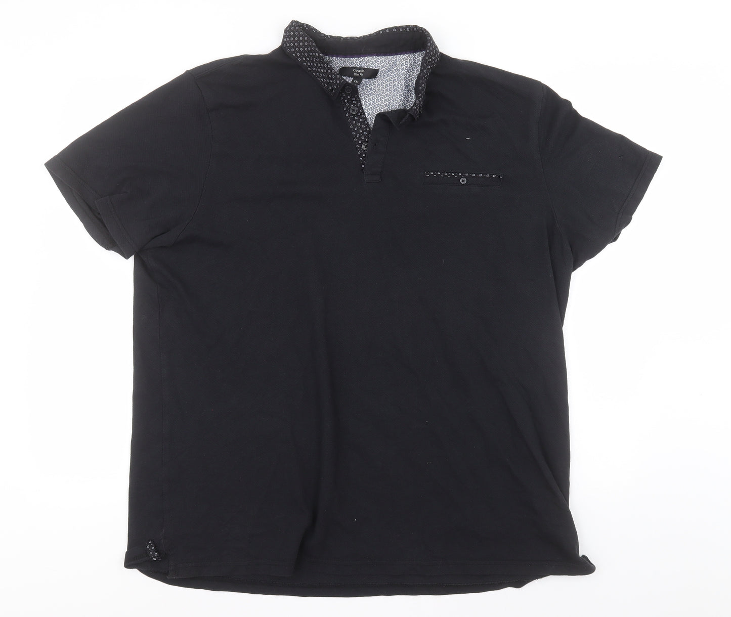 George Mens Black  Cotton  Polo Size 2XL Collared