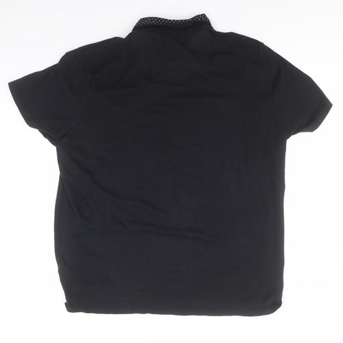George Mens Black  Cotton  Polo Size 2XL Collared