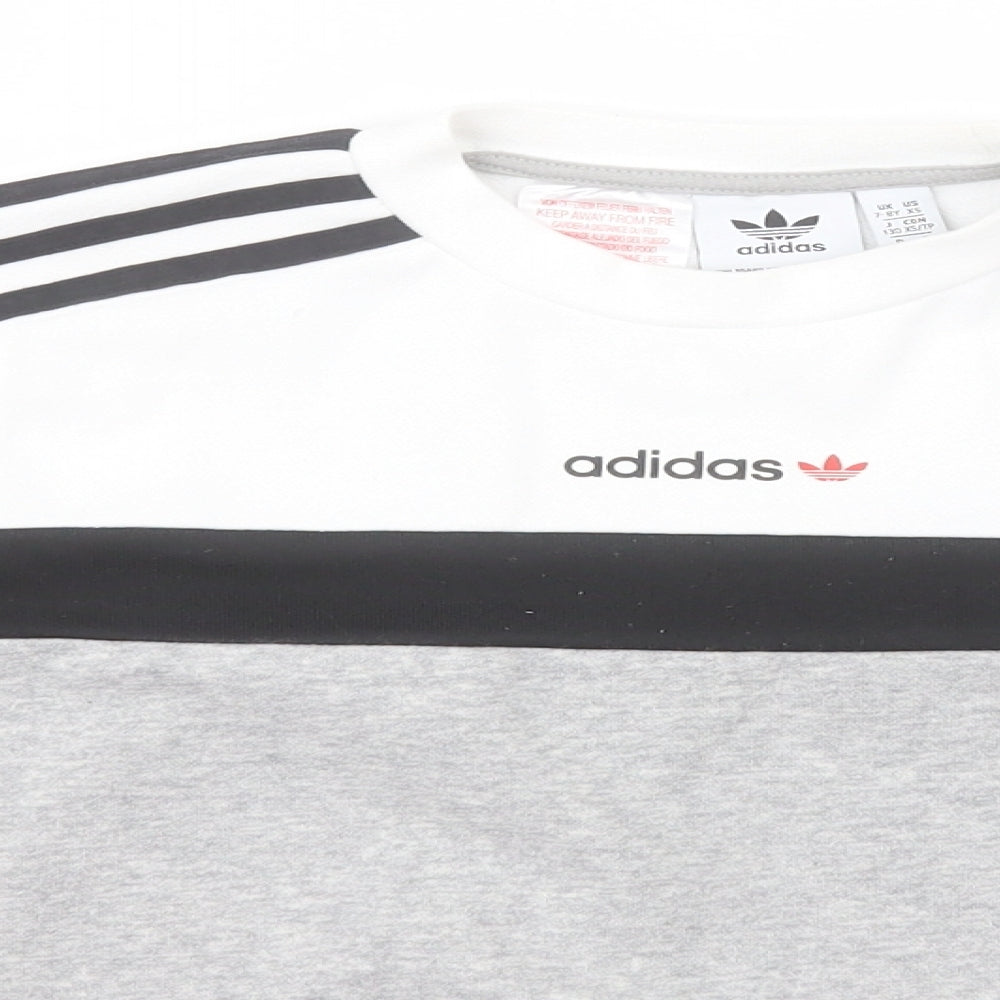 adidas Boys Grey Round Neck  Cotton Pullover Jumper Size 7-8 Years