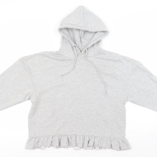 Boohoo Womens Grey  Cotton Pullover Hoodie Size 10