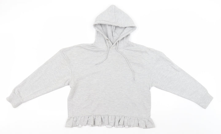 Boohoo Womens Grey  Cotton Pullover Hoodie Size 10