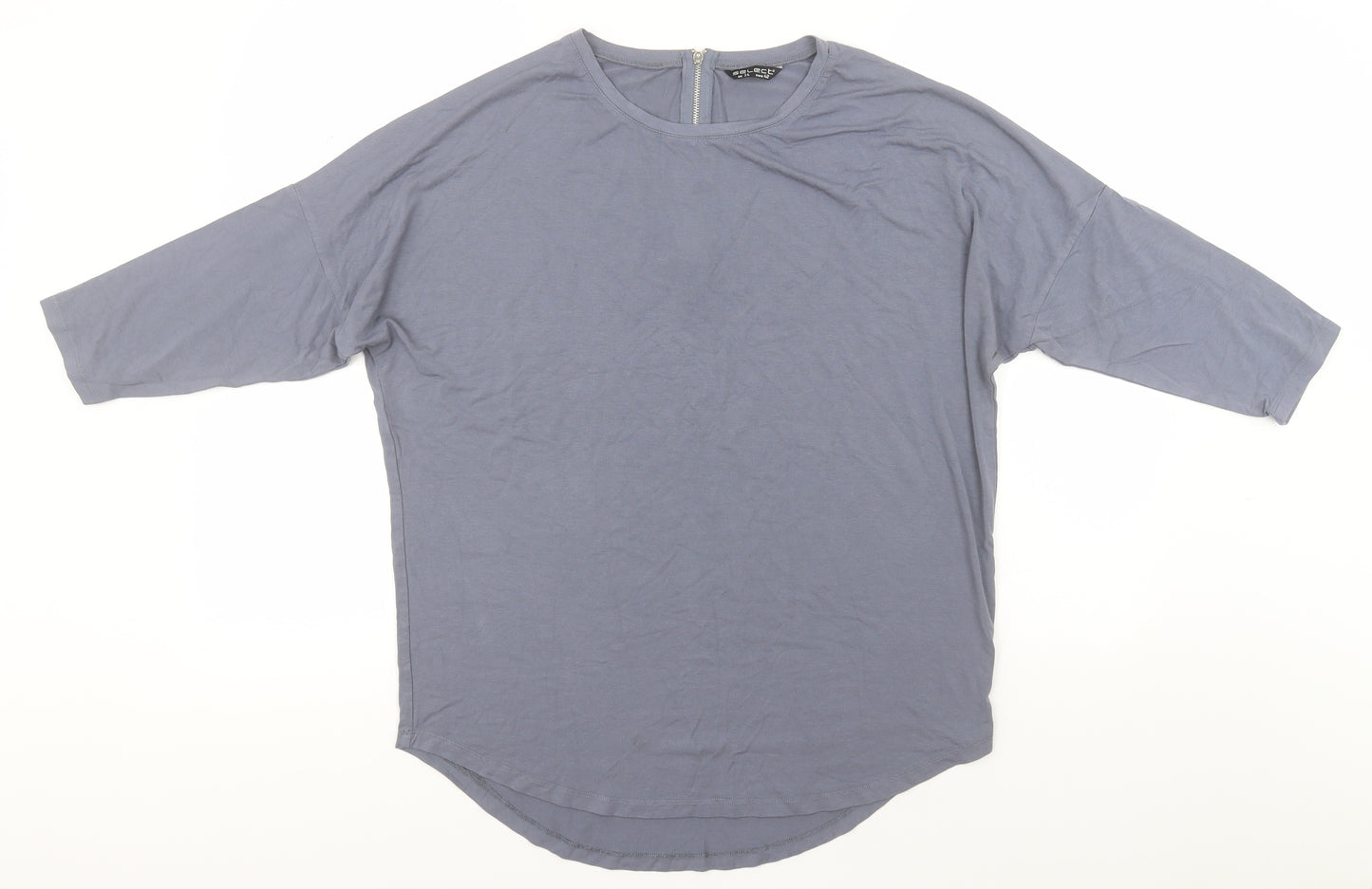 Select Womens Blue  Viscose Basic T-Shirt Size 14 Round Neck