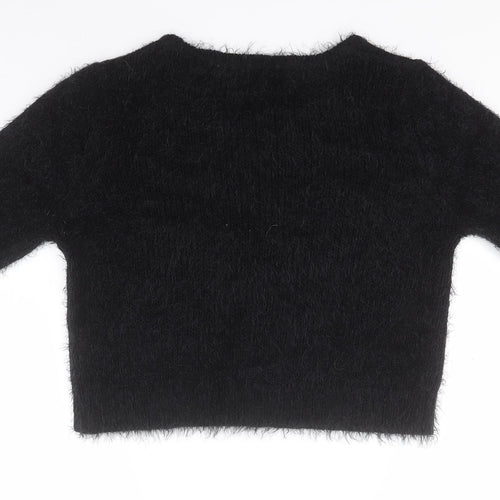 F&F Womens Black Round Neck  Acrylic Pullover Jumper Size 14