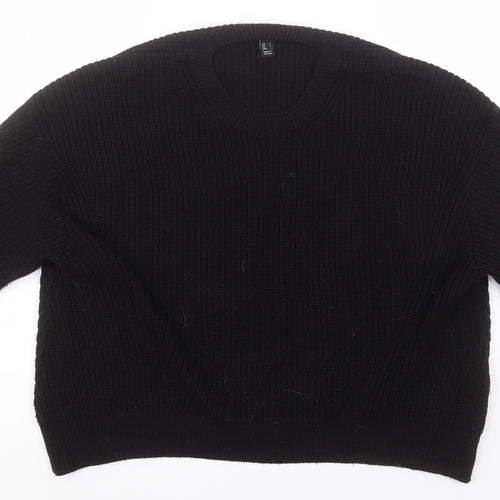 New Look Womens Black Round Neck  Acrylic Pullover Jumper Size L