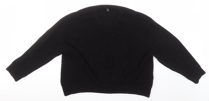 New Look Womens Black Round Neck Acrylic Pullover Jumper Size L