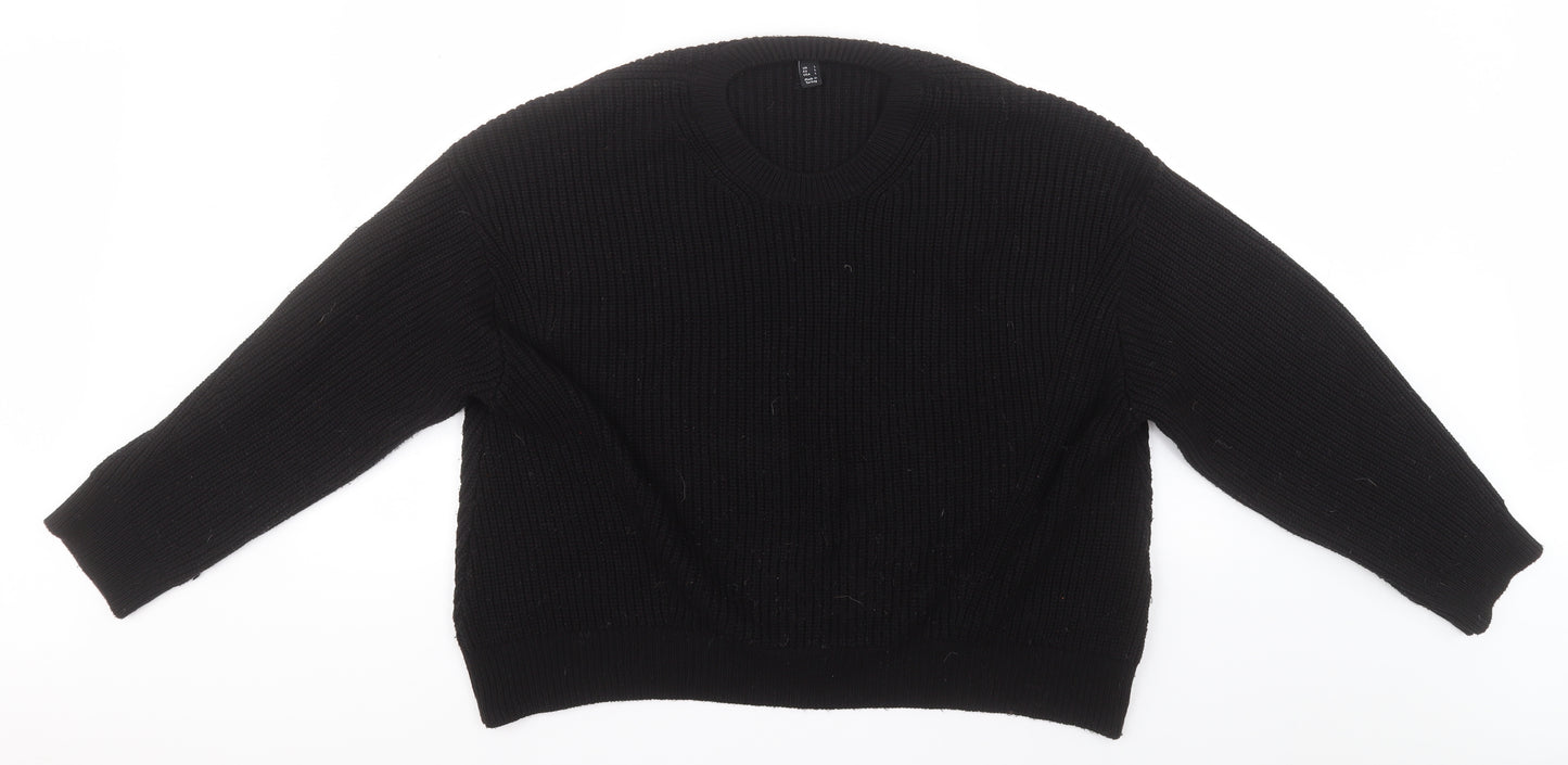 New Look Womens Black Round Neck  Acrylic Pullover Jumper Size L