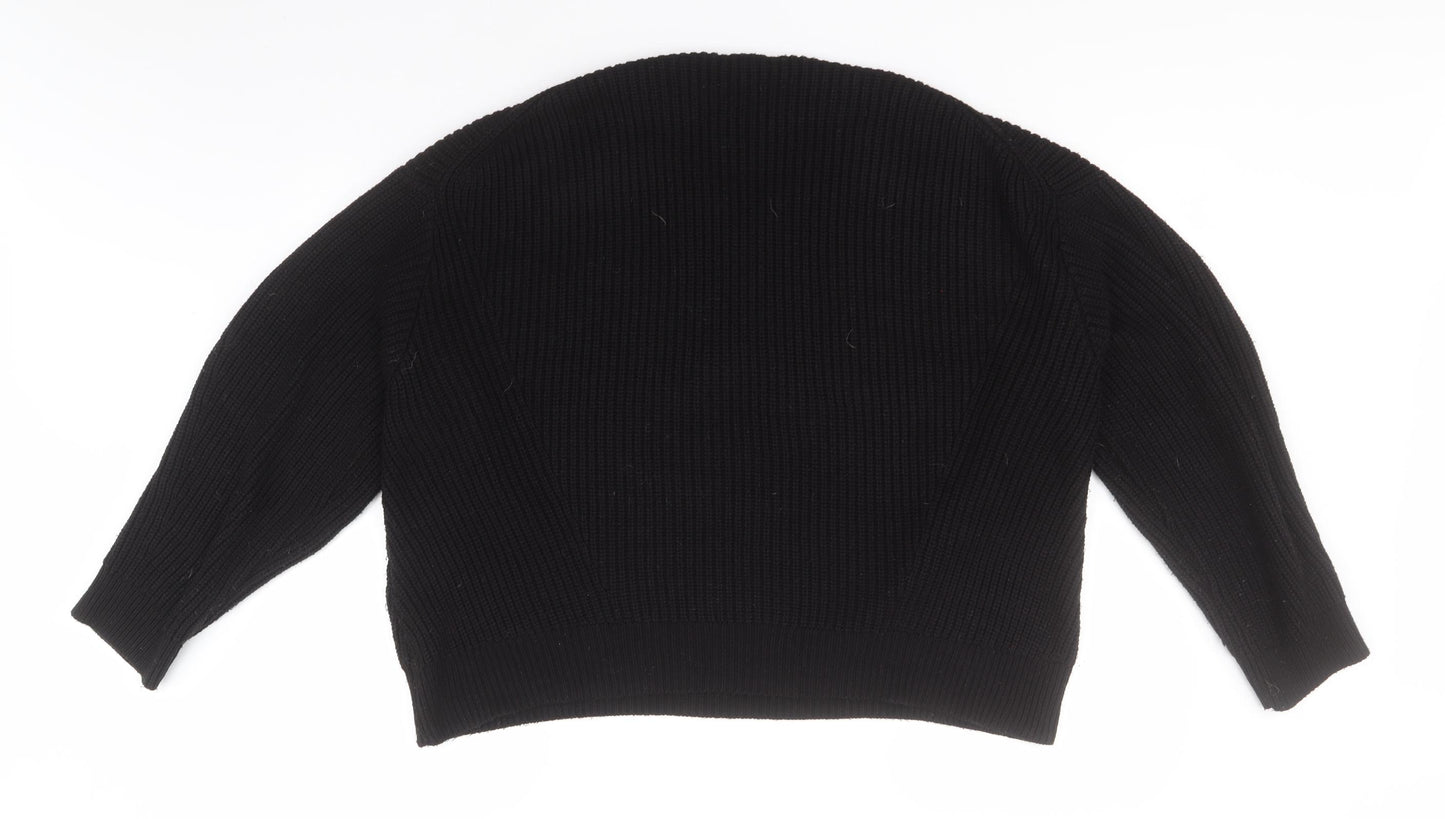 New Look Womens Black Round Neck  Acrylic Pullover Jumper Size L