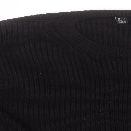 New Look Womens Black Round Neck  Acrylic Pullover Jumper Size L