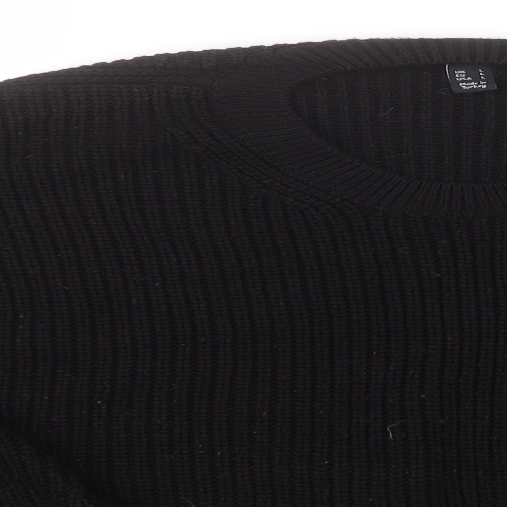 New Look Womens Black Round Neck  Acrylic Pullover Jumper Size L