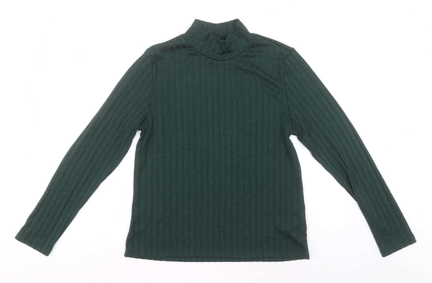 F&F Womens Brown High Neck Striped Polyester Pullover Jumper Size 14