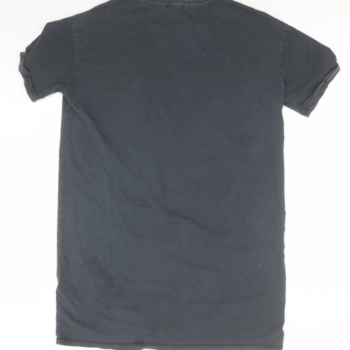 Bershka Mens Grey  Cotton  T-Shirt Size L Round Neck