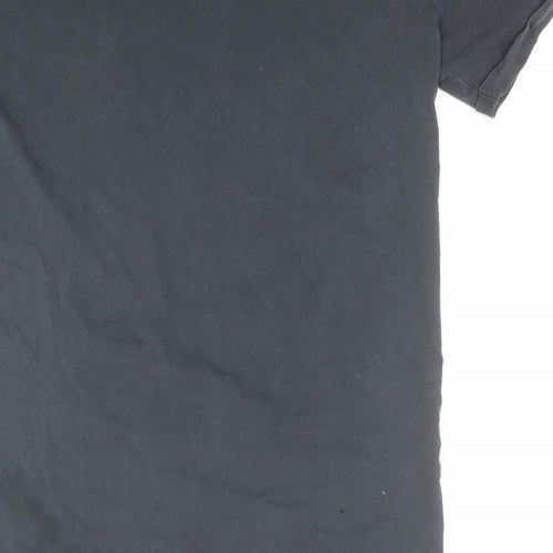 Bershka Mens Grey  Cotton  T-Shirt Size L Round Neck
