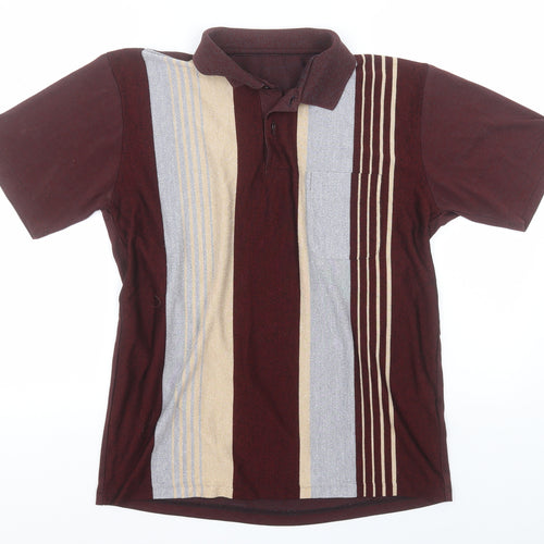 Preworn Mens Black Striped Cotton  Polo  Collared