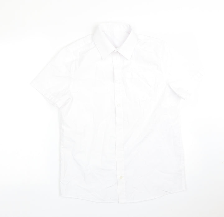 F&F Boys White Polyester Basic Button-Up Size 13-14 Years Collared
