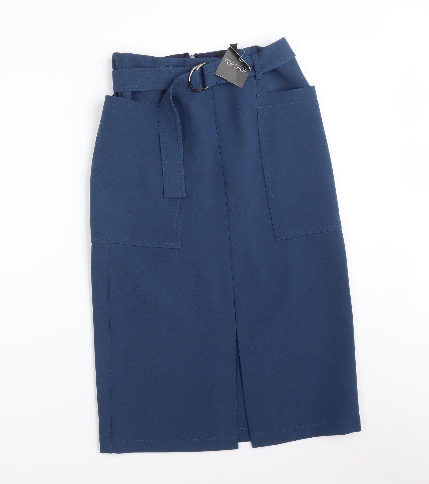 Topshop Womens Blue  Polyester Straight & Pencil Skirt Size 8