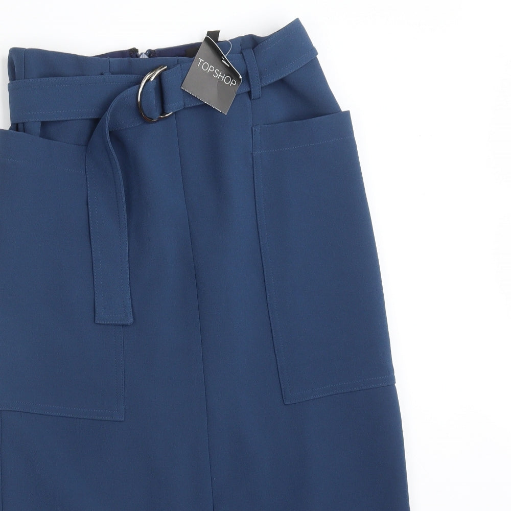 Topshop Womens Blue  Polyester Straight & Pencil Skirt Size 8