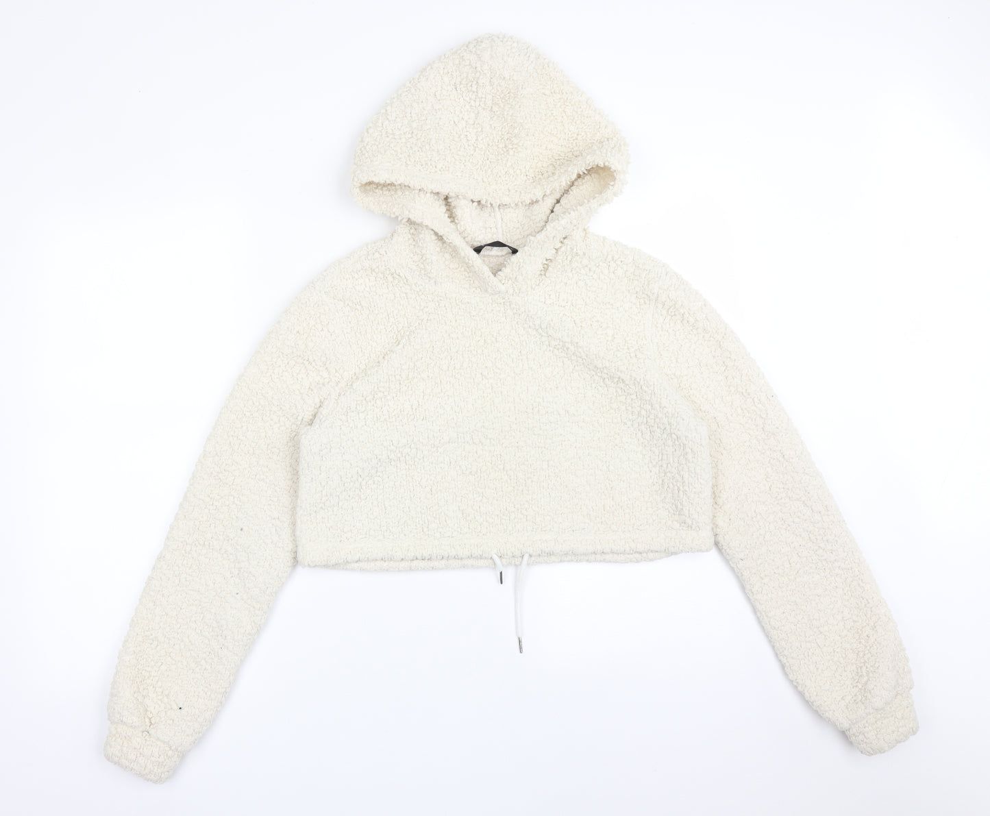 SheIn Womens White  Polyester Pullover Hoodie Size S