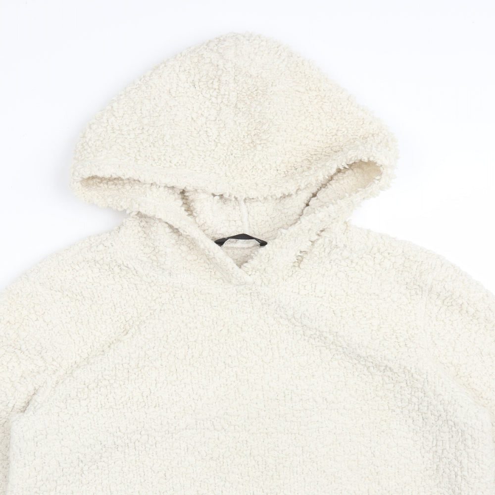 SheIn Womens White  Polyester Pullover Hoodie Size S