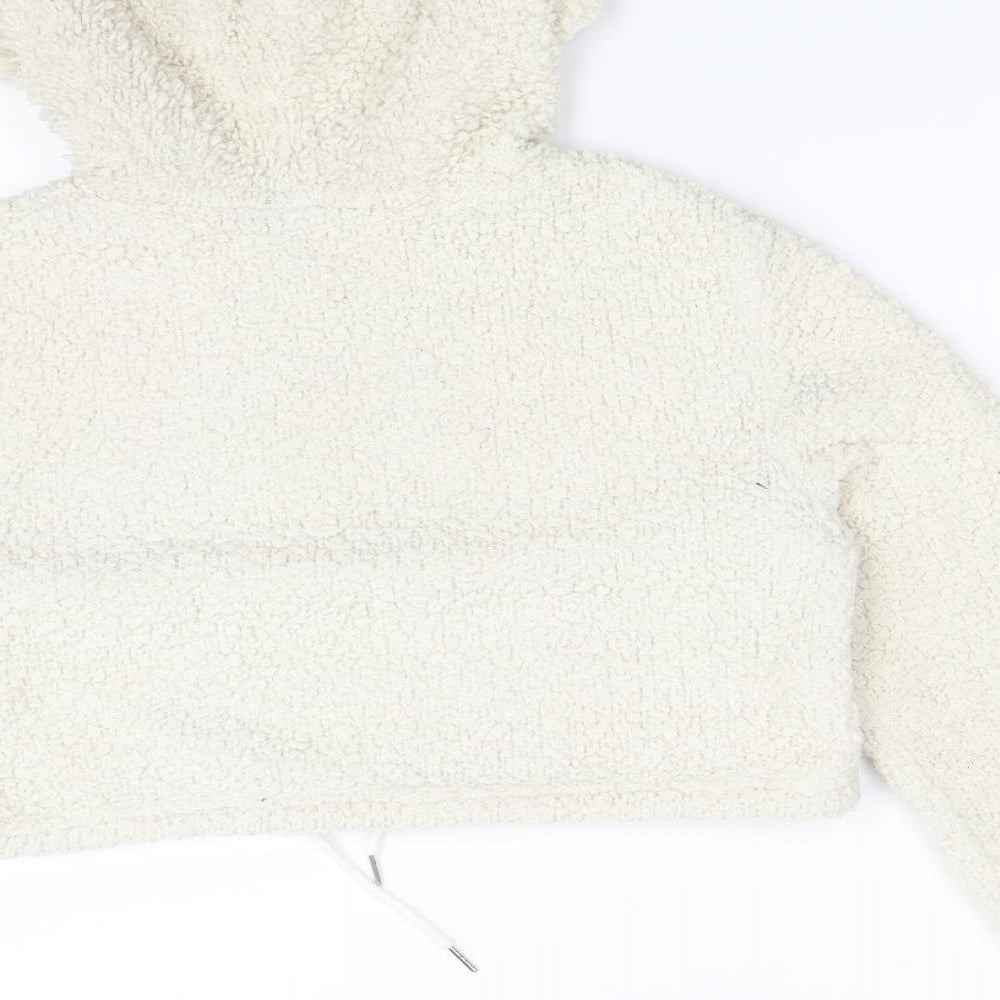 SheIn Womens White  Polyester Pullover Hoodie Size S