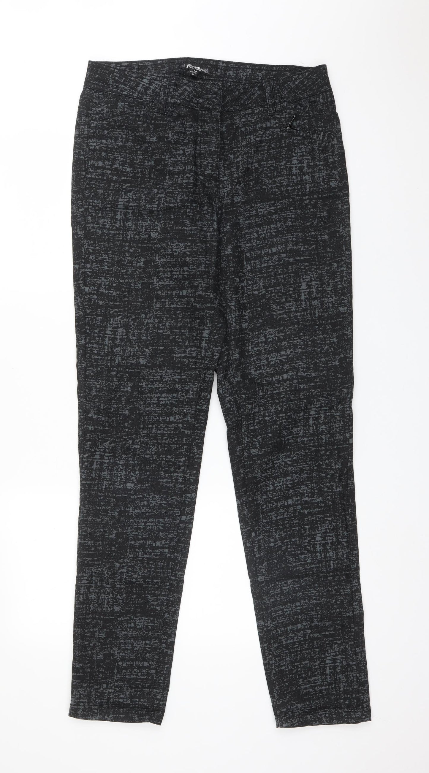 BRANDTEX Womens Black Geometric Cotton Jegging Jeans Size 10 L32 in Regular