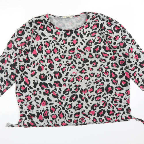 Papaya Womens Multicoloured Animal Print Polyester Basic T-Shirt Size 14 Round Neck
