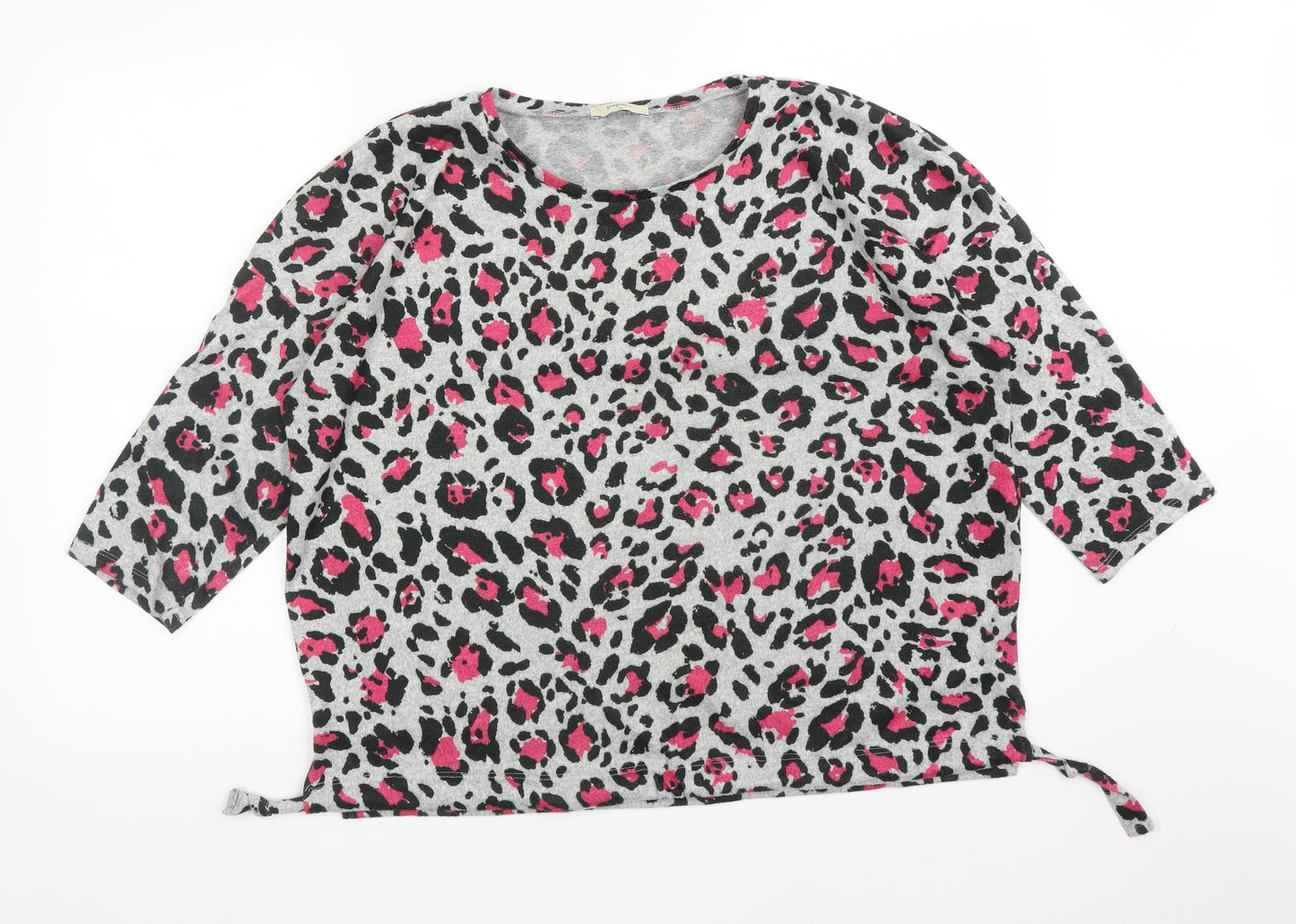 Papaya Womens Multicoloured Animal Print Polyester Basic T-Shirt Size 14 Round Neck