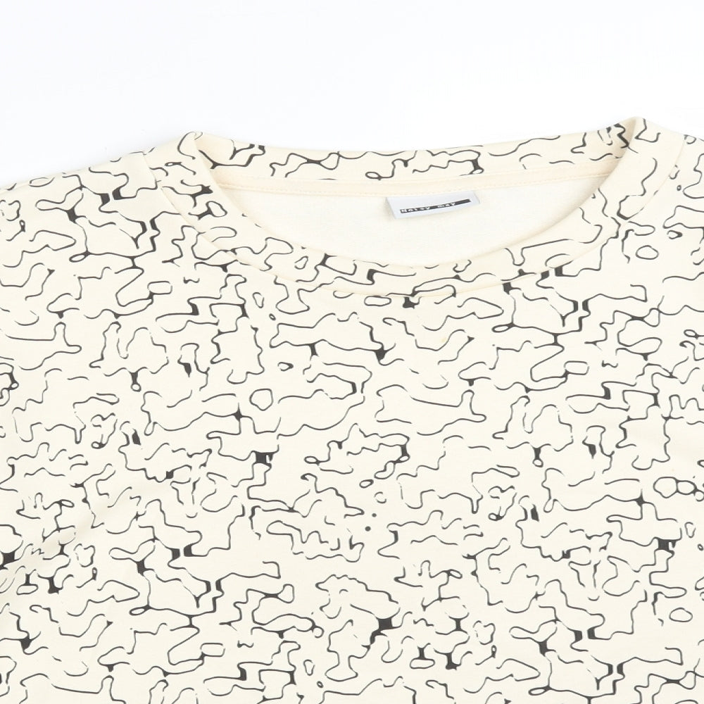 Noisy may Womens Beige Geometric Cotton Pullover Sweatshirt Size M