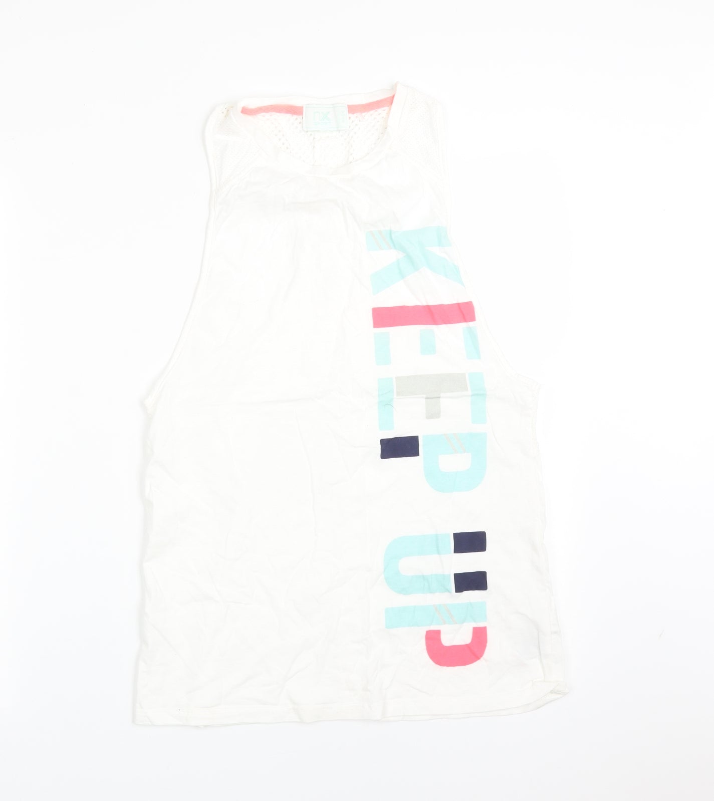 NEXT Womens White  Cotton Basic Tank Size 12 Scoop Neck  - KEEP UP