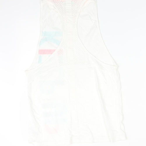 NEXT Womens White  Cotton Basic Tank Size 12 Scoop Neck  - KEEP UP
