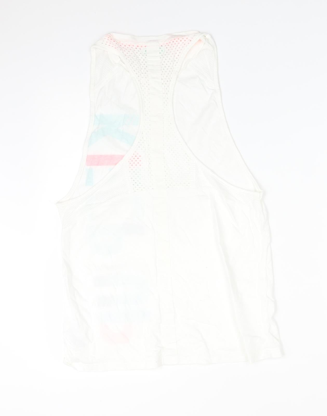 NEXT Womens White  Cotton Basic Tank Size 12 Scoop Neck  - KEEP UP