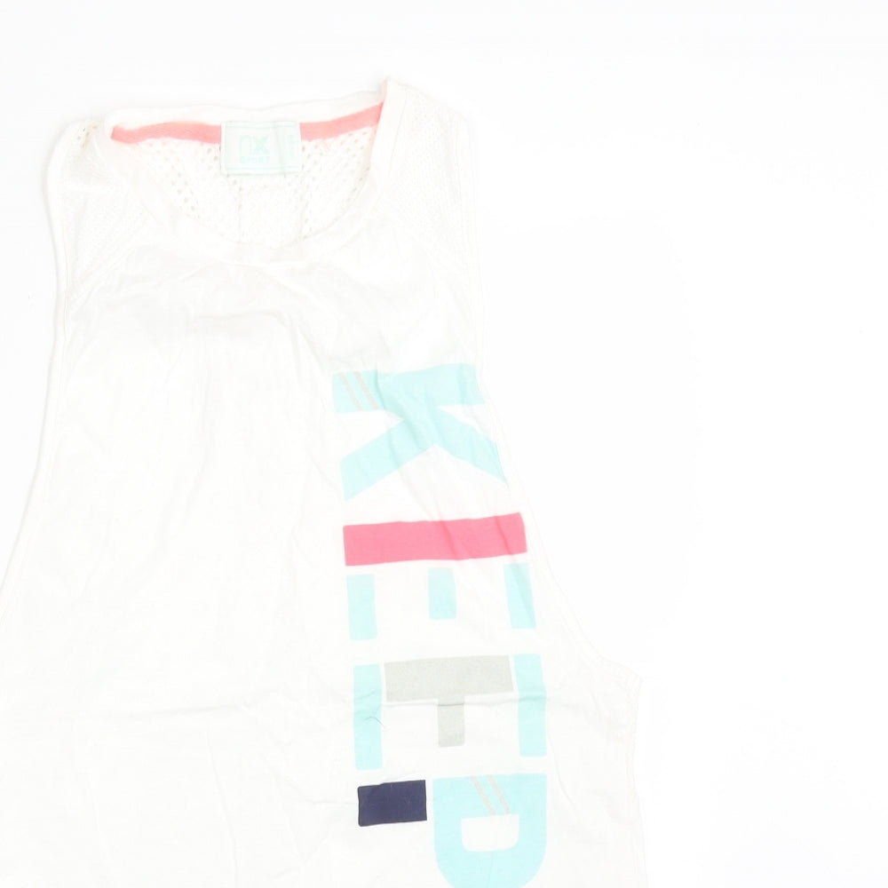 NEXT Womens White  Cotton Basic Tank Size 12 Scoop Neck  - KEEP UP